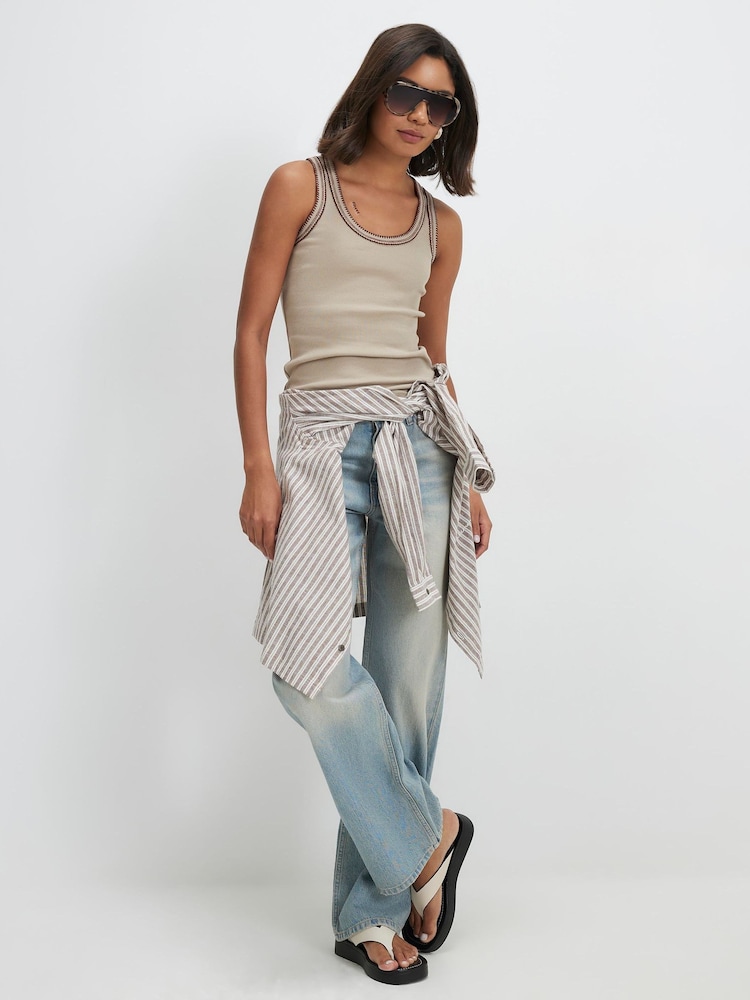 River Island Black Sleeveless Whipstitch Tank Tops 2 Pack - Image 2 of 5