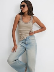 River Island Black Sleeveless Whipstitch Tank Tops 2 Pack - Image 3 of 5