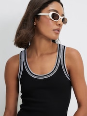 River Island Black Sleeveless Whipstitch Tank Tops 2 Pack - Image 5 of 5