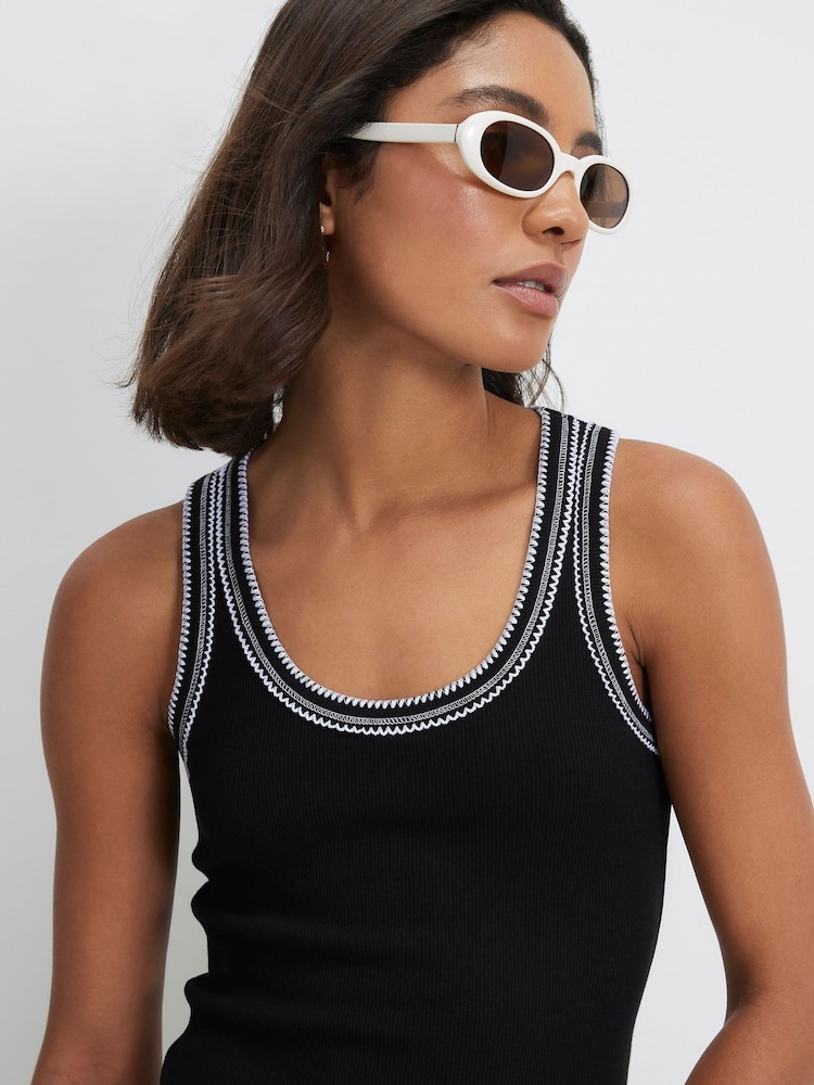 River Island Black Sleeveless Whipstitch Tank Tops 2 Pack - Image 5 of 5