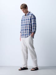 Navy/Grey Slim Fit Linen Blend Twill Trousers 2 Pack - Image 2 of 6