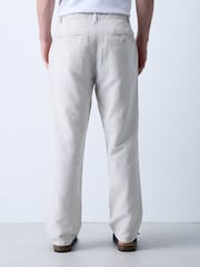 Navy/Grey Slim Fit Linen Blend Twill Trousers 2 Pack - Image 3 of 6