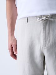 Navy/Grey Slim Fit Linen Blend Twill Trousers 2 Pack - Image 5 of 6