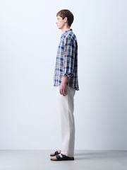 Navy/Grey Slim Fit Linen Blend Twill Trousers 2 Pack - Image 6 of 6