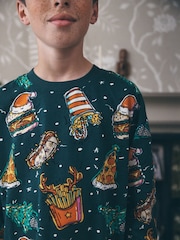 Green All Over Food Christmas Pyjamas Set (3-16yrs) - Image 3 of 3
