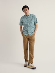 Seasalt Cornwall Teal Blue Palores Short Sleeve Shirt - Image 1 of 5
