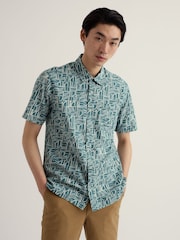 Seasalt Cornwall Teal Blue Palores Short Sleeve Shirt - Image 2 of 5