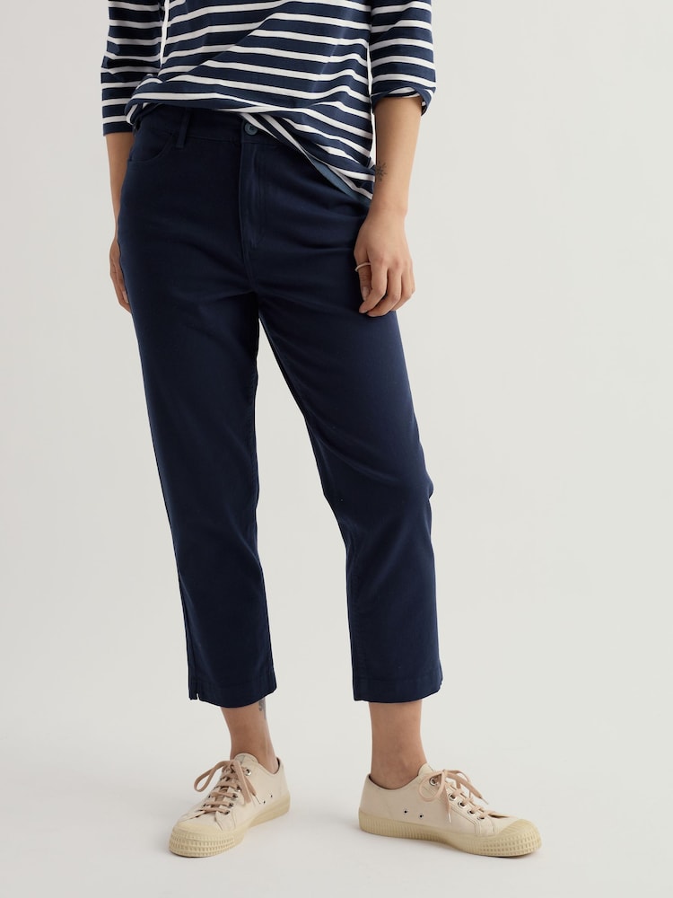 Seasalt Cornwall Blue Petite Albert Quay Crop Trousers - Image 1 of 5 Seasalt Cornwall Blue Petite Albert Quay Crop Trousers - Image 1 of 5
