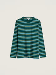 أخضر/أزرق - قميص نسائي بياقة بحافة مستديرة تشكيلة Sailor من Seasalt Cornwall - Image 4 of 5