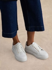 Hobbs White Ada Woven Trainers - Image 1 of 4
