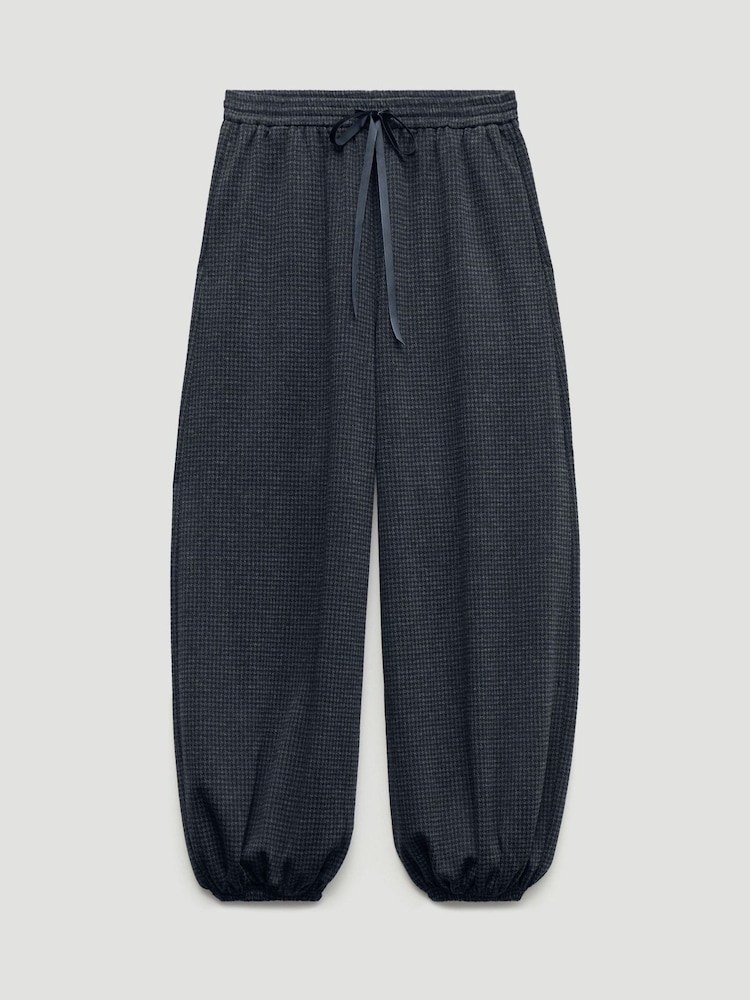 Hush Grey Taylor Check Balloon Hem Jersey Trousers - Image 5 of 5