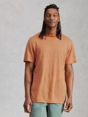 White Stuff Orange Abersoch Stripe Linen T-Shirt - Image 1 of 6