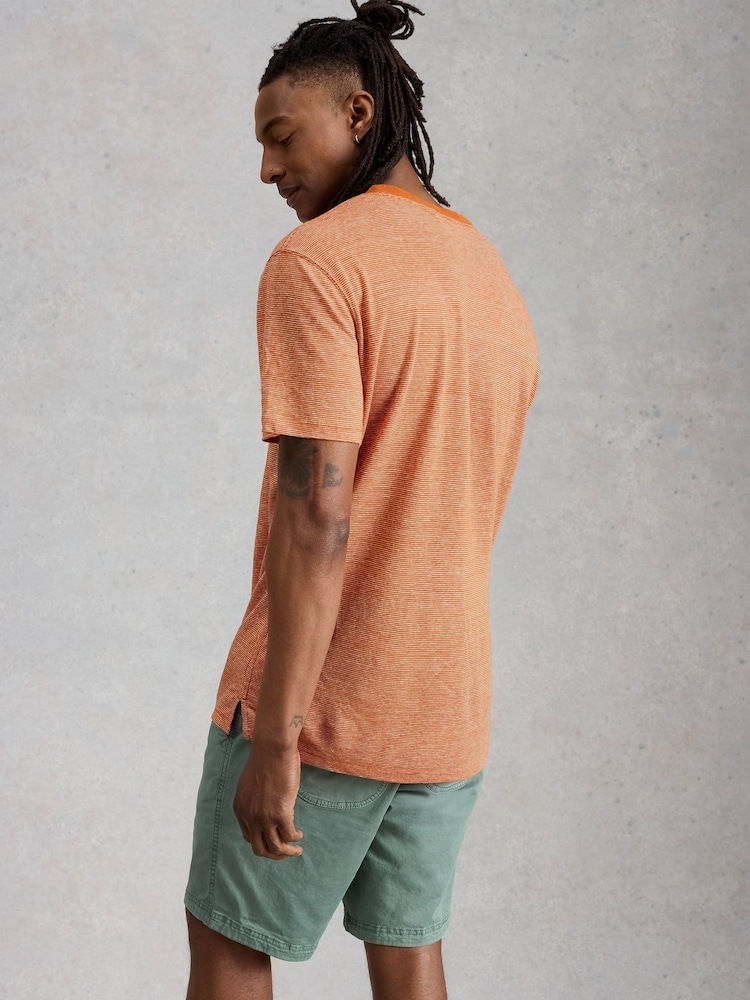 White Stuff Orange Abersoch Stripe Linen T-Shirt - Image 2 of 6 White Stuff Orange Abersoch Stripe Linen T-Shirt - Image 2 of 6