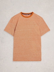 White Stuff Orange Abersoch Stripe Linen T-Shirt - Image 5 of 6
