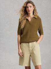 White Stuff Green Cooper Knitted Polo Shirt - Image 1 of 6