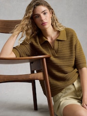 White Stuff Green Cooper Knitted Polo Shirt - Image 3 of 6