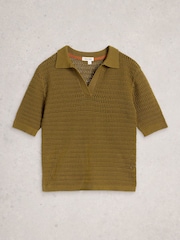 White Stuff Green Cooper Knitted Polo Shirt - Image 5 of 6