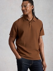 White Stuff Brown Anderby Woven Polo Shirt - Image 2 of 6