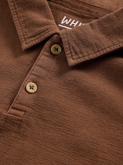 White Stuff Brown Anderby Woven Polo Shirt - Image 6 of 6