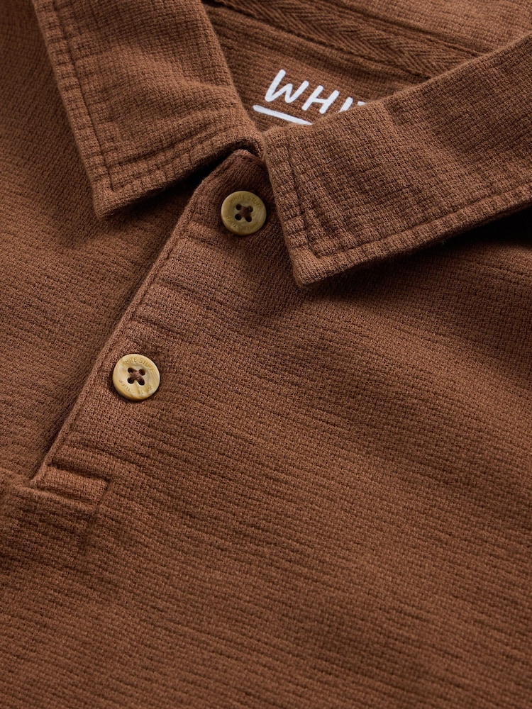 White Stuff Brown Anderby Woven Polo Shirt - Image 6 of 6