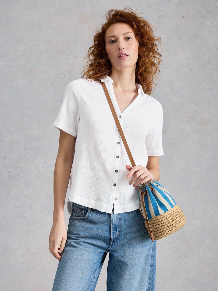 White Stuff White Annie Double Cloth Shirt - Image 2 of 6 White Stuff White Annie Double Cloth Shirt - Image 2 of 6