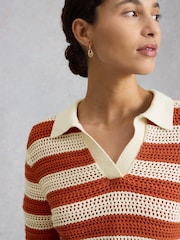 White Stuff Cooper Knitted Stripe Polo Shirt - Bild 4 von 7