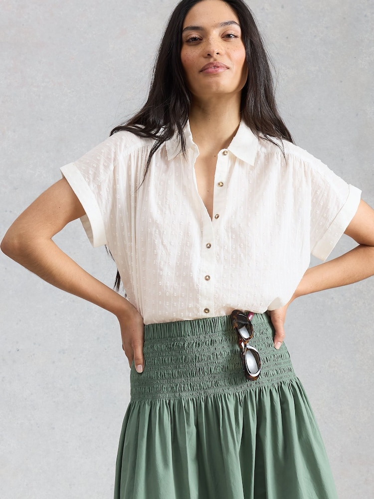 White Stuff White Orla Button Through Shirt - Image 2 of 6