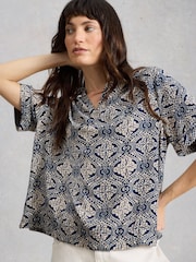 White Stuff Blue Teakie Crinkle Top - Image 4 of 6