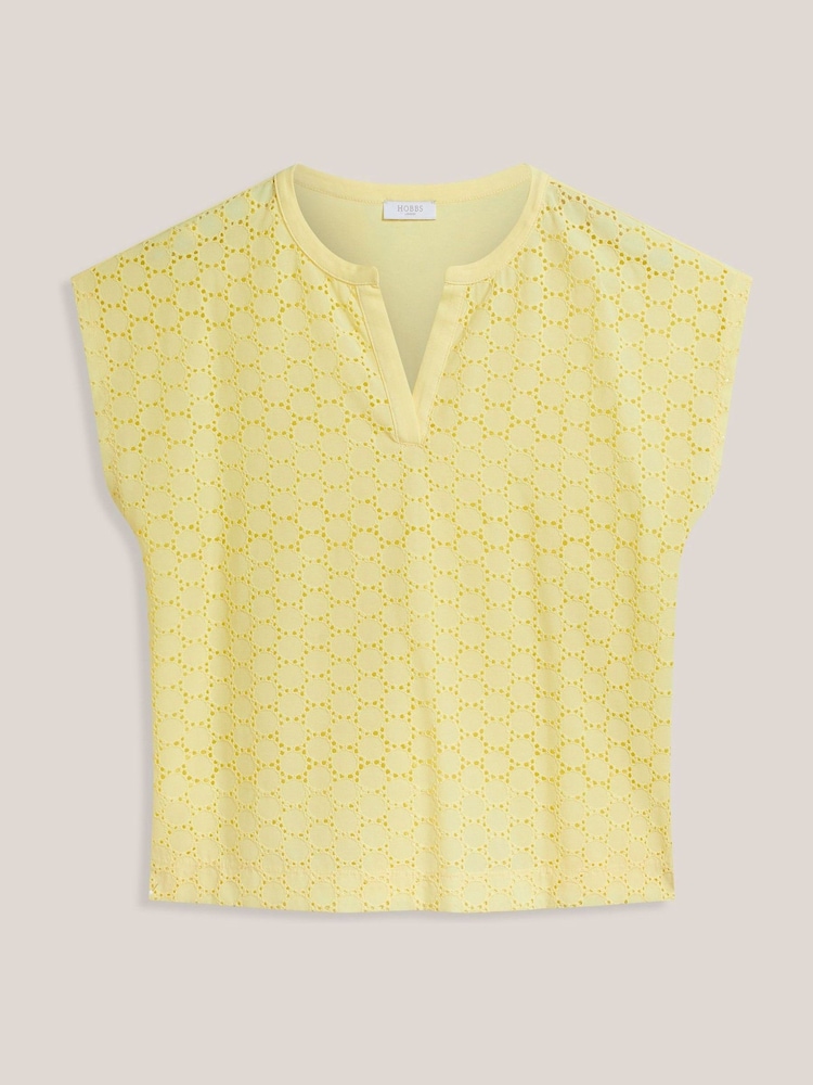Hobbs Yellow Joanna Broderie Top - Image 4 of 4