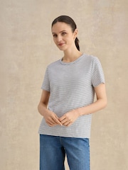 Hobbs White Adaline Stripe T-Shirt - Image 1 of 5