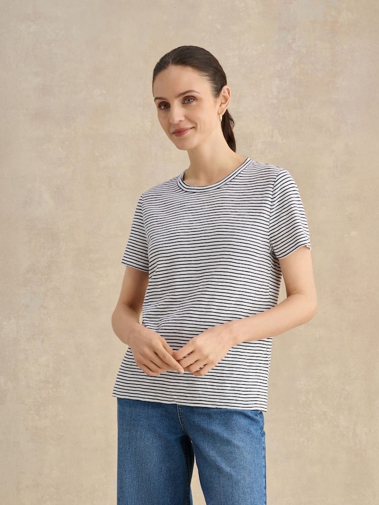 Hobbs White Adaline Stripe T-Shirt - Image 1 of 5