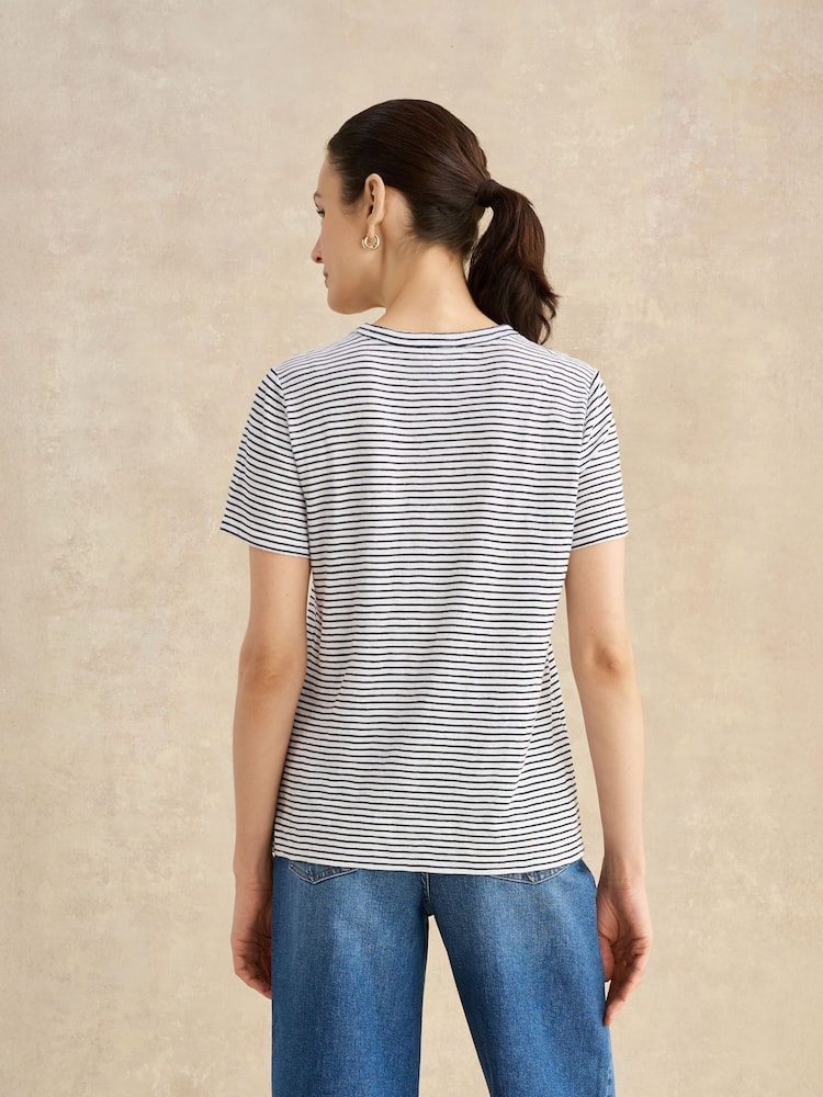 Hobbs White Adaline Stripe T-Shirt - Image 2 of 5