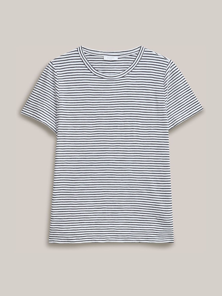 Hobbs White Adaline Stripe T-Shirt - Image 5 of 5