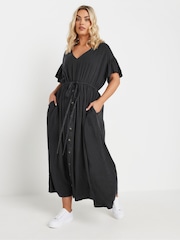 Yours Curve Black Button Chambray Maxi Dress - Image 4 of 8