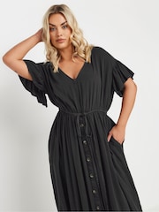 Yours Curve Black Button Chambray Maxi Dress - Image 7 of 8