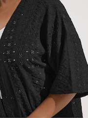 Yours Curve Black Broderie Anglaise Kimono - Image 4 of 4