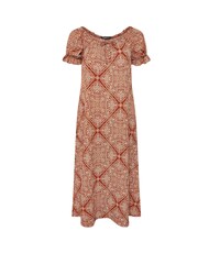 Yours Curve Brown Paisley Textured Milkmaid Dress - Image 6 of 6