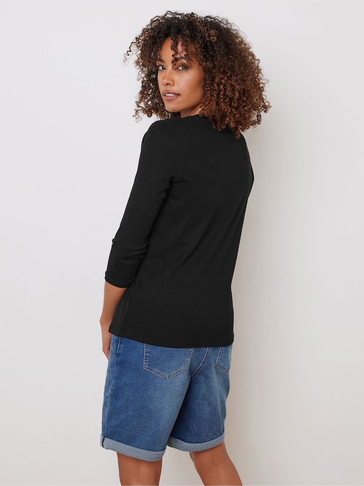 M&Co Black Cotton Top - Image 2 of 4 M&Co Black Cotton Top - Image 2 of 4