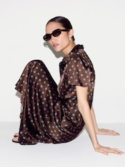 Jigsaw Brown Mini Geo Rose Bias Dress - Image 3 of 6