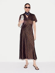 Jigsaw Brown Mini Geo Rose Bias Dress - Image 4 of 6