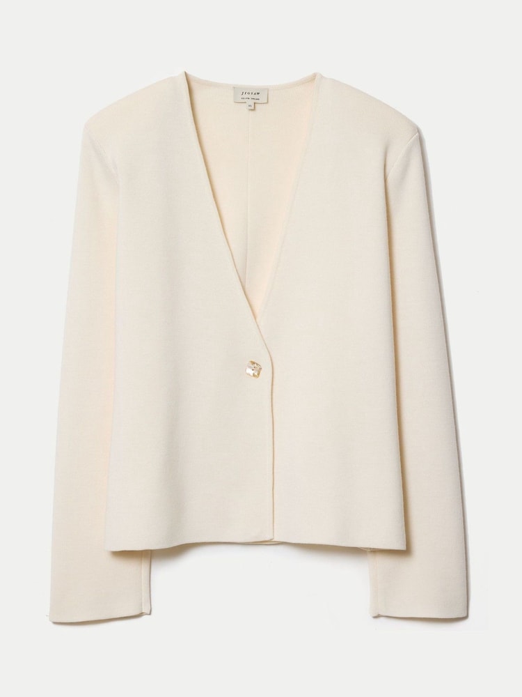 Jigsaw Cream Minimilist Knit Jacket - Image 6 of 6 Jigsaw Cream Minimilist Knit Jacket - Image 6 of 6