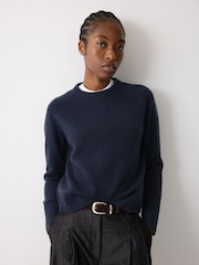 Jigsaw Navy Wool Cashmere Saddle Jumper - Image 1 of 6