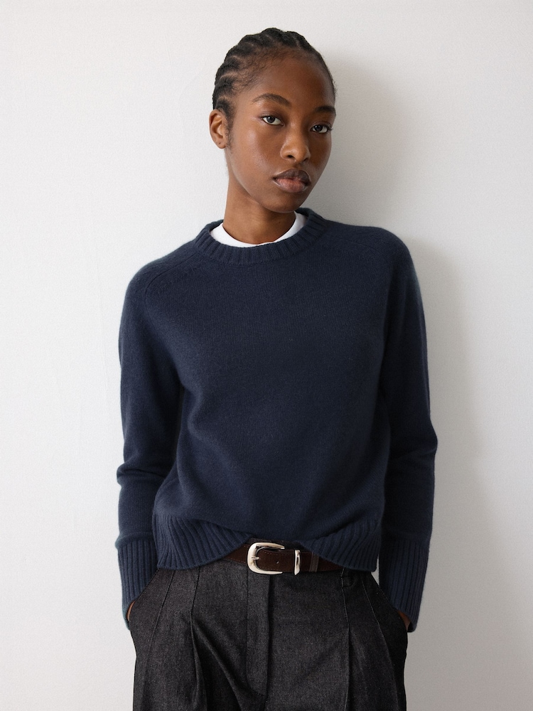 Jigsaw Navy Wool Cashmere Saddle Jumper - Image 1 of 6