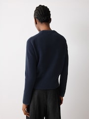 Jigsaw Navy Wool Cashmere Saddle Jumper - Image 2 of 6