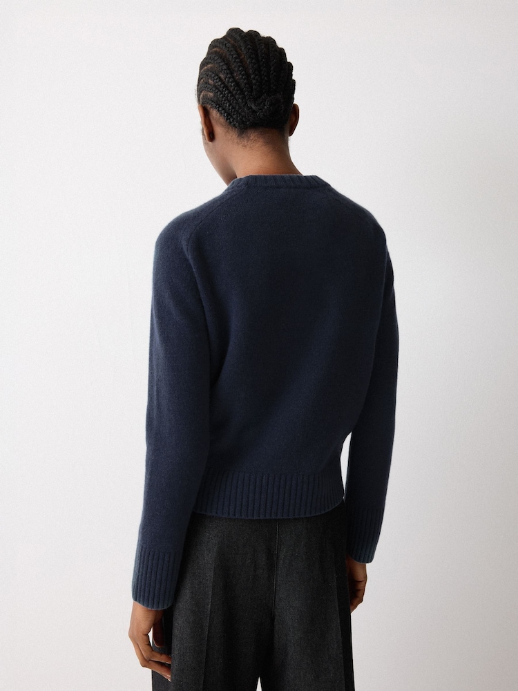 Jigsaw Navy Wool Cashmere Saddle Jumper - Image 2 of 6