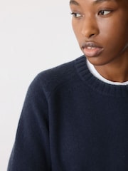 Jigsaw Navy Wool Cashmere Saddle Jumper - Image 5 of 6