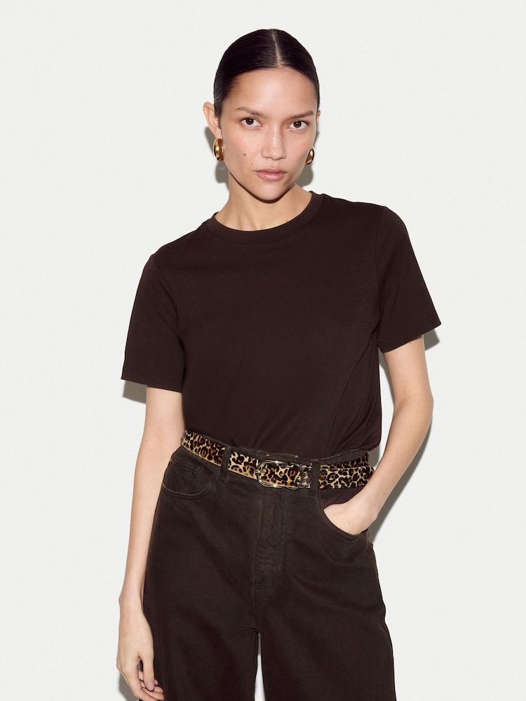 Jigsaw Brown Supima Cotton Crew Neck T-Shirt - Image 1 of 5 Jigsaw Brown Supima Cotton Crew Neck T-Shirt - Image 1 of 5