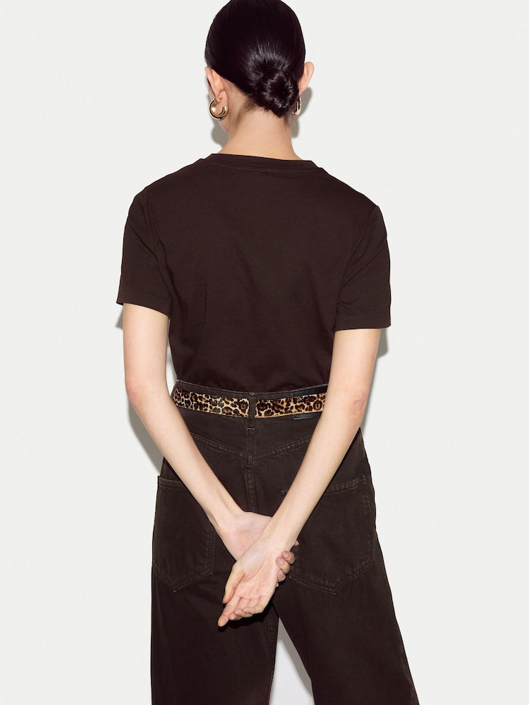 Jigsaw Brown Supima Cotton Crew Neck T-Shirt - Image 2 of 5 Jigsaw Brown Supima Cotton Crew Neck T-Shirt - Image 2 of 5