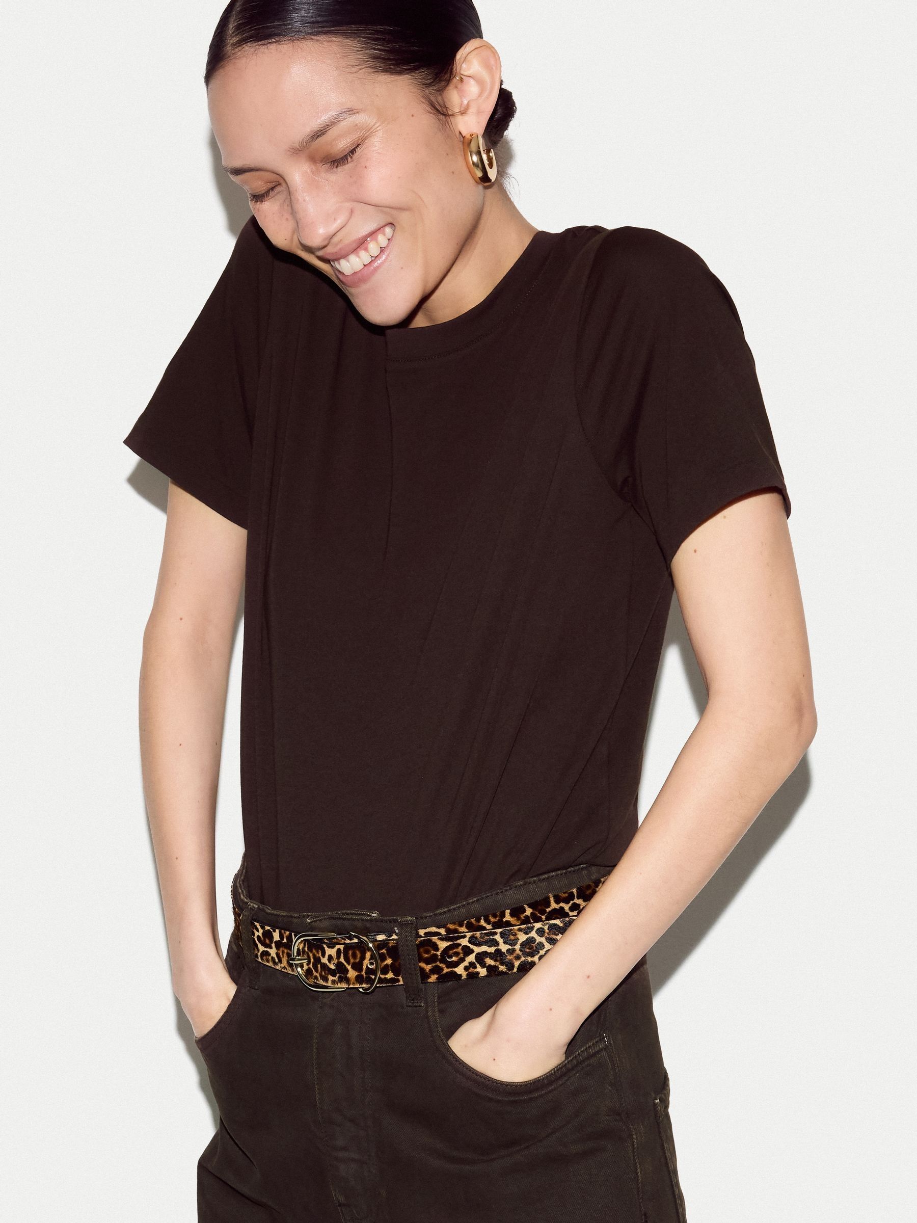 Buy Jigsaw Brown Supima Cotton Crew Neck T-Shirt from Next USA