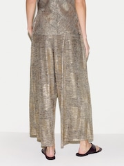 Jigsaw Gold Shimmer Jersey Palazzo Trousers - Image 2 of 6